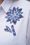 Two-Color Striped Floral Embroidery Detail Loose Fit Oversize Cotton Shirt - 8