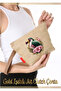 Gold Sparkling Jute Clutch Bag Floral Parrot 1 Piece - 2