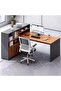 Modern L-Shaped Office Desk with Left-Side High Cabinet Grey and Brown – 140x140x110 cm - 2