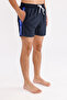 Logo Striped Detail Zippered Pocket Drawstring Elastic Waist Quick Dry Matte Surface Short Leg Sea Shoes - 4