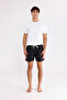 Logo Striped Detail Zippered Pocket Drawstring Elastic Waist Quick Dry Matte Surface Short Leg Sea Shoes - 6
