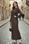 Palmiye Mesh Knitwear Dress R4448 Mink - 2