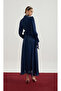 Navy Blue Ruched Detail Janjan Dress - 3