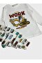 Boys' 100% Cotton White Construction Vehicle Car Truck Pattern Long Sleeve Pajama Set - 5