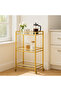 3-Tier Bar Cart with Clear Glass Shelves & Welded Metal Frame – No Installation Needed