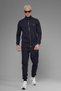 Unisex Regular Fit Interlock Pique Sweatshirt with Mock Neck Zipper Pockets - Navy Blue