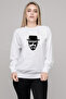 Silhouette Walter White Printed White Women's Knitted Sweatshirt Long Sleeve