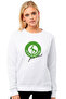Anadol Fun Club Printed White Women's Knitted Sweatshirt Long Sleeve