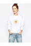 Pubg Tava Tavuk Printed White Women's Knitted Sweatshirt Long Sleeve