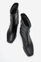Women's Plain Stretchy Blunt Toe Heeled Boots Black Leather - 5