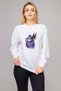 Paper Color Painting Canvas Drawing Lion Printed White Women's Knitted Sweatshirt Long Sleeve