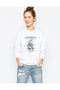 Skull Kurukafa Metal Music Printed White Women's Knitted Sweatshirt Long Sleeve