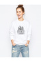 Lets Go Camping Çam Printed White Women's Knitted Sweatshirt Long Sleeve
