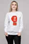 Muhammad Ali Gloves Printed White Women's Knitted Sweatshirt Long Sleeve