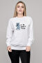 My Best Friend Printed White Women's Knitted Sweatshirt Long Sleeve