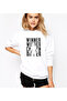 Pubg Winner Printed White Women's Knitted Sweatshirt Long Sleeve