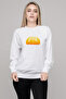 Silhouette Merry Go Sunset Printed White Women's Knitted Sweatshirt Long Sleeve