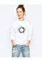 Silhouette Travel Globalization 2 Printed White Women's Knitted Sweatshirt Long Sleeve