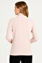 Women's Plus Size Pink, Turtleneck, Front Print and Rib Stitching Detail Blouse 65N39242 - 5