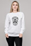Jack Knife Barber Shop Design Oscar Printed White Women's Knitted Sweatshirt Long Sleeve
