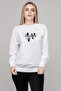 Stranger Things Bicycle Monster Printed White Women's Knitted Sweatshirt Long Sleeve