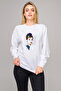 Audrey Hepburn Audrey Hepburn Printed White Women's Knitted Sweatshirt Long Sleeve
