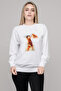 Anime One Piece Printed White Women's Knitted Sweatshirt Long Sleeve