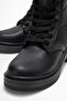 Simple Women's Lace-Up Boots Black Leather - 3