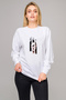 Skrillex Printed White Women's Knitted Sweatshirt Long Sleeve