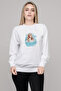 K Pop Ice Princess Jessica Printed White Women's Knitted Sweatshirt Long Sleeve