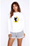 Silhouette Luna Printed White Women's Knitted Sweatshirt Long Sleeve