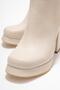 Women's Platform Sole Boots Beige Skin - 3