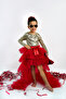 Sparkly Long Sleeve Snap-On Bodysuit and Layered Tulle Skirt Set - 4