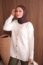 Women's V-Neck Bronze Buttoned Bearded Knitwear Cardigan 1142 - 2
