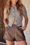 Bitter Brown Leather Stitching Detailed Women's Shorts Mg2591 - 5