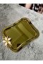 Single-Sided Gold Stainless Steel Italian Large Wavy Serving Tray with Daisy Accessories 1 Piece - 2