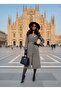 Italian Tweed Fabric Brooch Detailed Fur Belted Special Design Belted Lined Maxi Coat