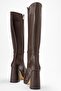 Women's Platform Sole Boots Brown Skin - 4