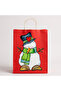 3-Piece Red Twist Handle Paper Gift Bag – Snowman Christmas Themed with Label (8X18X24 cm) - 4