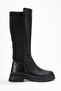 Women's Flat Stretch Boots Black Skin - 2