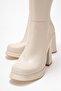 Women's Platform Sole Boots Beige Skin - 3