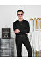 Men's Black Cotton Lycra Slim Fit Crew Neck Vertical Stripe Knitwear Sweater - 5