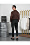 Men's Brown Cotton Lycra Slim Fit Crew Neck Vertical Stripe Knitwear Sweater - 8