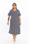 Pentagonal Collar Piece Stitched Half Sleeve Plus Size Cotton Combed Dress - 4