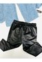Baby Girl Leather Pants Teddy Cardigan Chiffon Shirt 3Pcs Set Blue-Black - 6