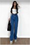 Clara 90's Power Stretch Fabric Colorfast Medium Blue Super High Waist Loose Jeans Palazzo Pants - 2