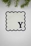 Letter Y Black Embroidered Monogram Patch Fabric Cocktail Napkin 1 Piece