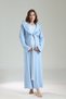 Women's Blue Jacquard Long Sleeve Full Length Winter 100% Cotton Design Maternity Nightgown Nightdress - 2