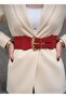 Gold Buckle Elastic Women's Belt Coat Belt, - 3