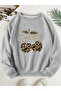 Unisex Leopard Cherry Printed Crew Neck Regular Sweatshirt 100% Cotton